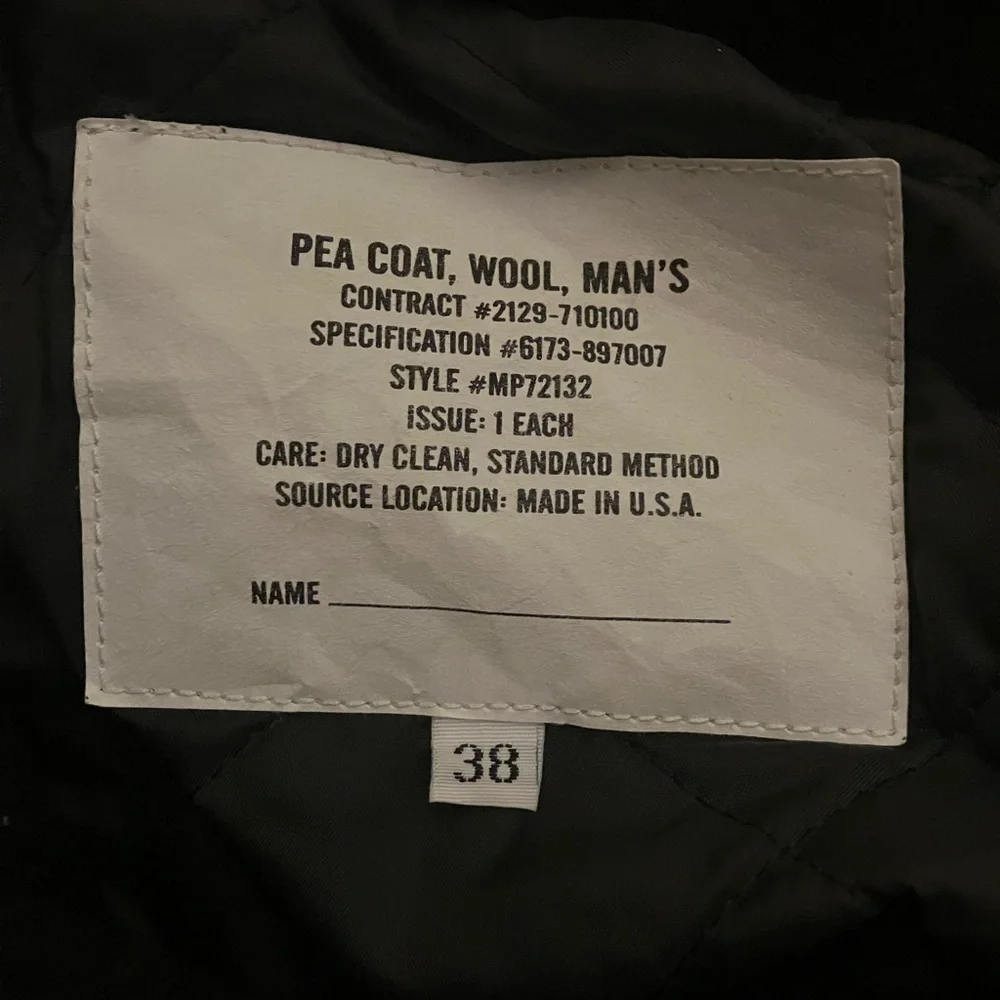 Vintage Navy Fidelity & Stewart Pea Coat Wool Blend Made In USA Sz 38 MP72132 - Picture 6 of 8